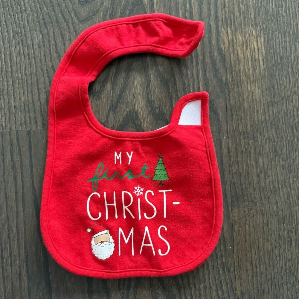 Red 'My First Christmas' Baby Bib 100% cotton Carter’s one size